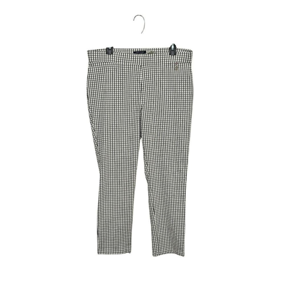 Tommy Hilfiger Black White Gingham Plaid Pull On Ankle Pants Womens 16 X-Large